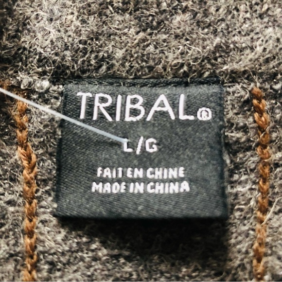 Tribal Wool Blend Jacquard Knitted Jacket in Grey & Cream Size L - Picture 14 of 15